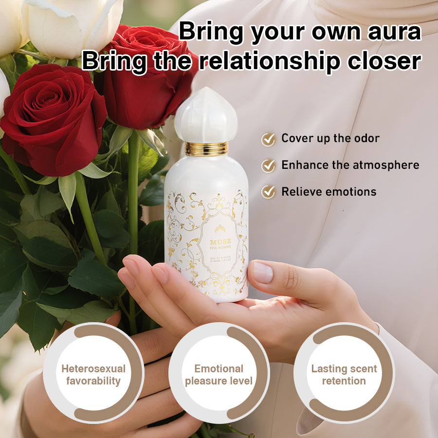 Elegant feminine perfume with floral fruity notes, luxurious and soft fragrance