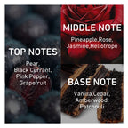 Floral fruity perfume notes including pear, rose, pineapple and vanilla