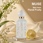 Luxury floral perfume with soft natural aesthetic, elegant and refined scent