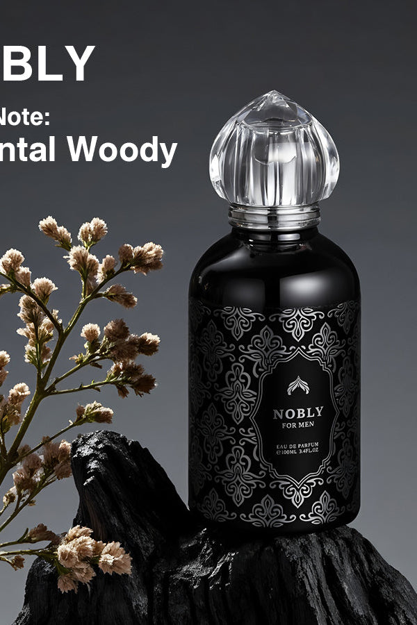 Oriental woody perfume with elegant composition, deep and refined fragrance