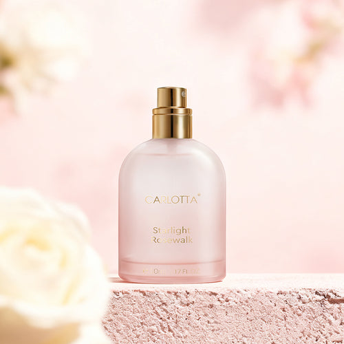 Romantic floral perfume with soft pink aesthetic, elegant and feminine fragrance