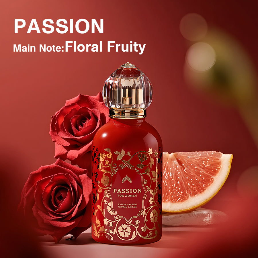 Romantic red aesthetic perfume for date night, sweet and seductive fragrance