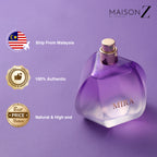 Sweet floral perfume with purple aesthetic, soft and feminine fragrance
