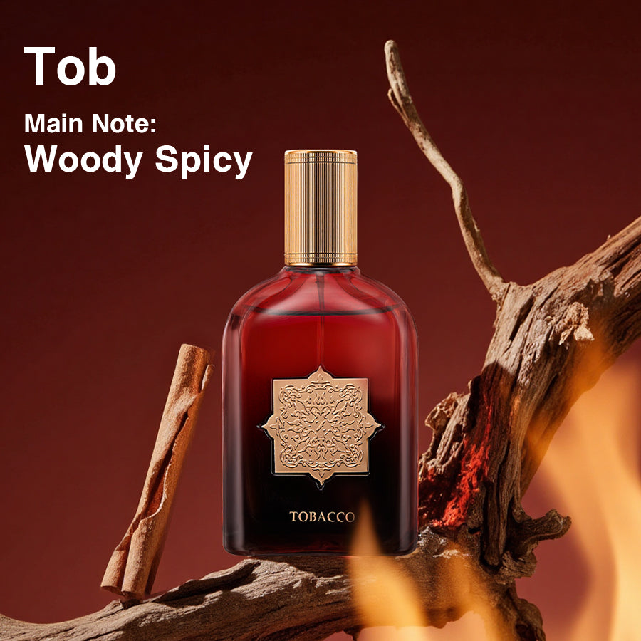 Warm spicy tobacco perfume with woody and smoky notes, rich and masculine scent