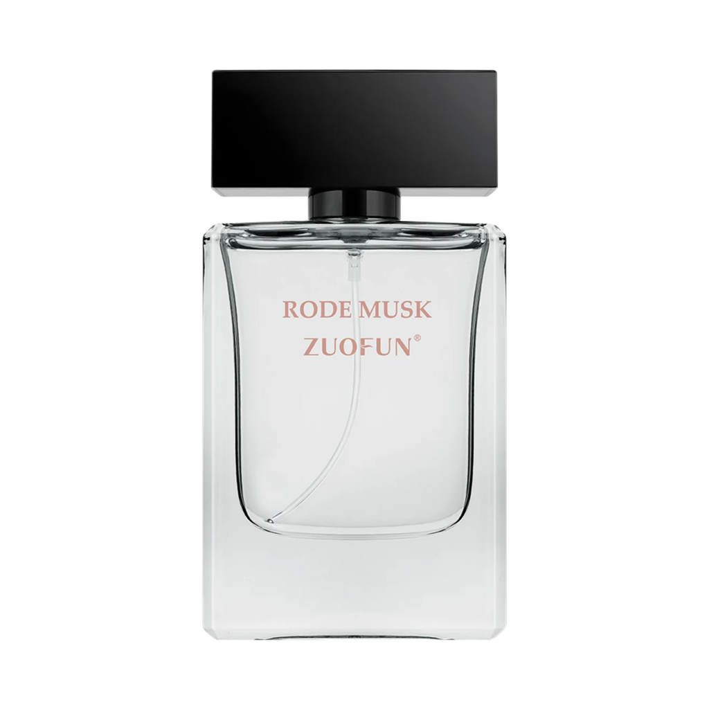 ZUOFUN Perfume Rode Musk Eau de Parfum bottle on textured background