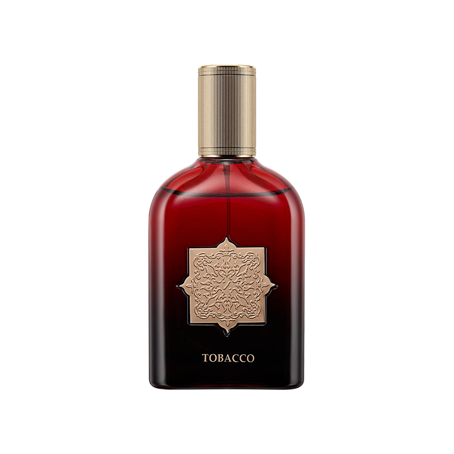 Tobacco perfume bottle with warm spicy and vanilla notes, rich and long lasting fragrance