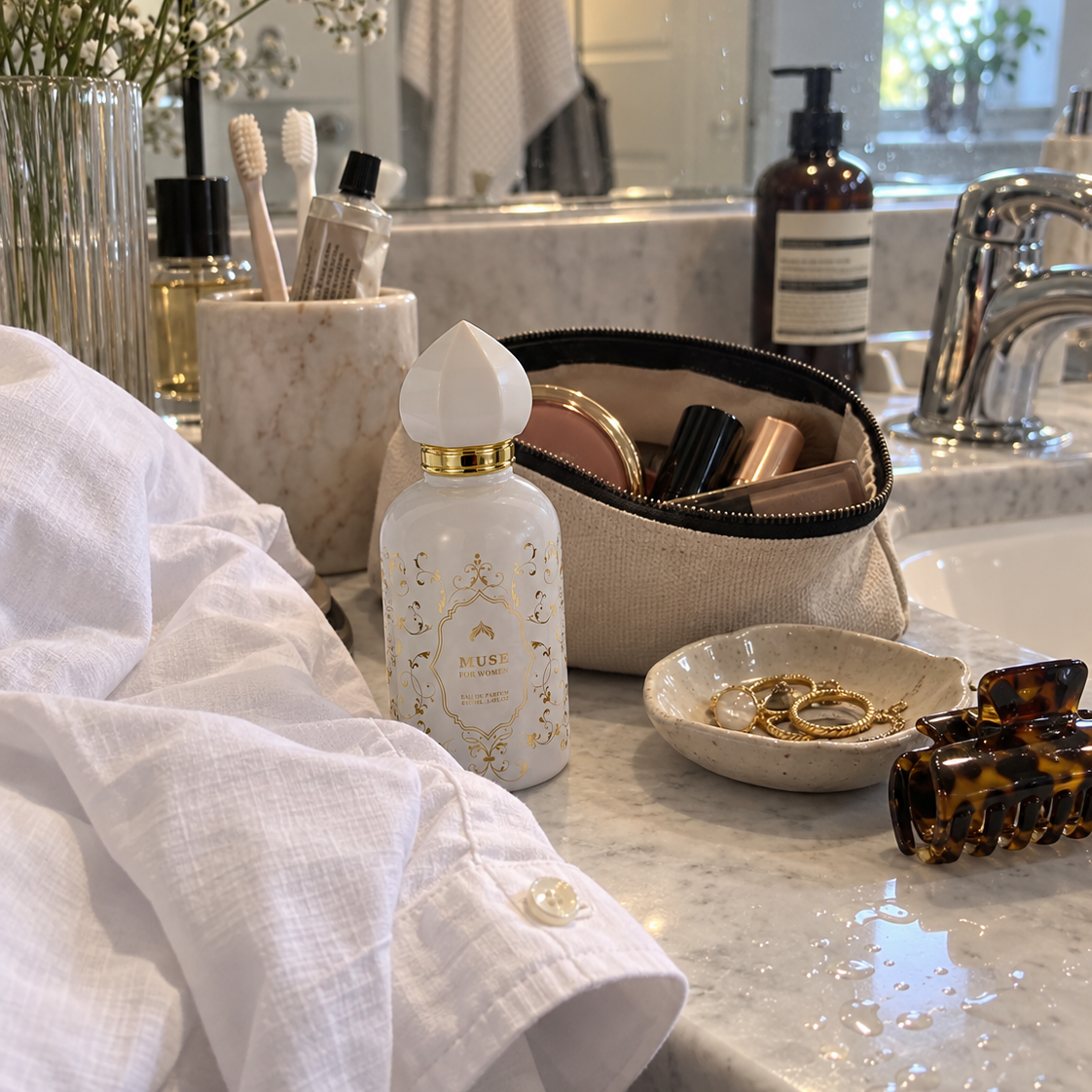 Maison Z Muse on a morning vanity