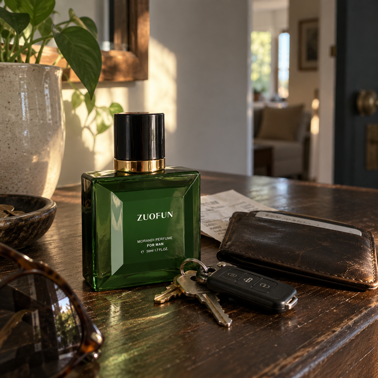 Morandi Perfume on an everyday entryway table